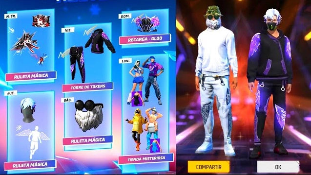 Conjunto completo angelicales morados Free Fire