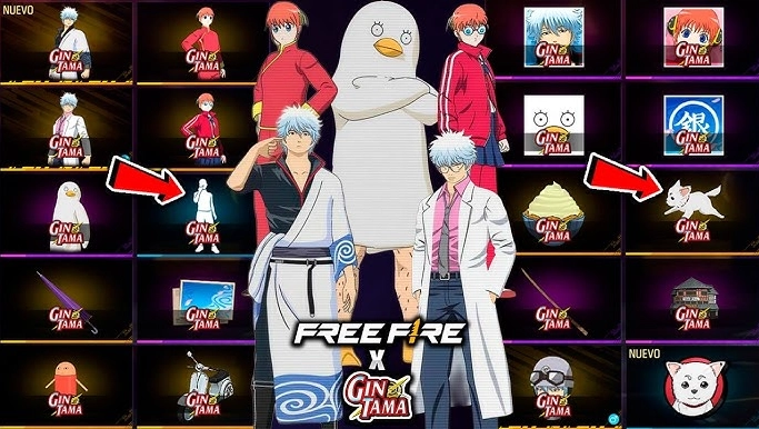 Todos los objetos de Free Fire x Gintama